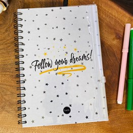 Follow Your Dreams Tasarımlı Çanta Kapaklı Spiralli Defter