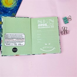 Follow Your Dreams Tasarımlı Sert Kapaklı Lastikli Mini Defter