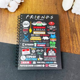 Friends Tasarımlı Çizgili Spiralli Defter 