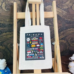 Friends Tasarımlı Kalın Kitap Görünümlü Defter Ve Bez Çanta