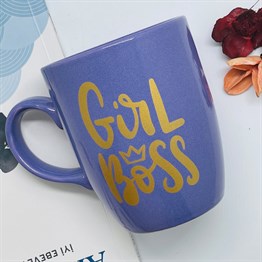 Girl Boss Altın Yaldız Baskılı Purple Printed Mug