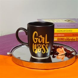 Girl Boss Altın Yaldız Baskılı Black Printed Mug