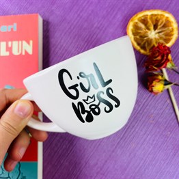 Girl Boss White Printed Cup
