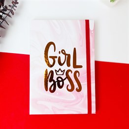 Girl Boss Tasarımlı Lastikli Defter 
