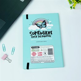 Gökkuşağı Kelebek Tasarımlı Lastikli Defter