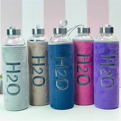 H20 Peluş Kılıflı Cam Matara