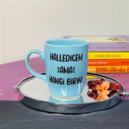 Halledicem Ama Hangi Birini Blue Printed Mug