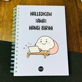 Halledicem Ama Hangi Birini Tasarımlı Çizgili Spiralli Defter 