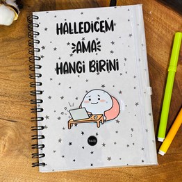 Halledicem Ama Hangi Birini Tasarımlı Çanta Kapaklı Spiralli Defter