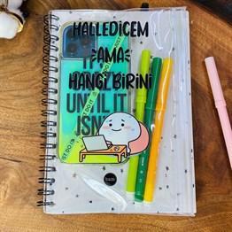 Halledicem Ama Hangi Birini Tasarımlı Çanta Kapaklı Spiralli Defter