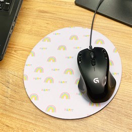 Happy Rainbow Oval Mouse Pad Customizable