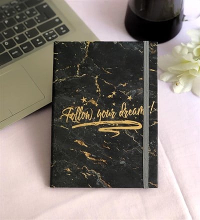 Hayallerini Takip Et Mottolu Tasarım Lastikli Defter 