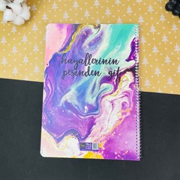 Hayallerinin Peşinden Git Tasarımlı Çizgili A4 Defter