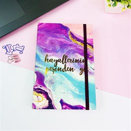 Hayallerinin Peşinden Git Tasarımlı Kalın Kitap Görünümlü Defter