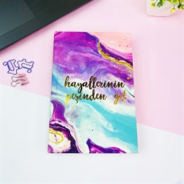 Hayallerinin Peşinden Git Tasarımlı Kalın Kitap Görünümlü Defter
