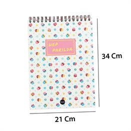 HEP PARILDA  21X28,80 ÜSTEN SPİRALLİ AC A4 NOT DEFTERİ