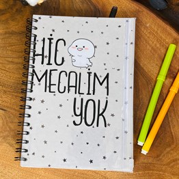 Hiç Mecalim Yok Tasarımlı Çanta Kapaklı Spiralli Defter