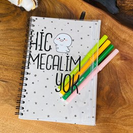Hiç Mecalim Yok Tasarımlı Çanta Kapaklı Spiralli Defter