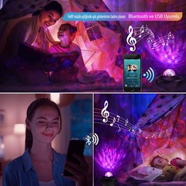 Hoparlörlü Bluetooth Özellikli Projektör Space Işık