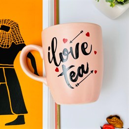 I Love Tea Tasarımlı Pink Printed Mug