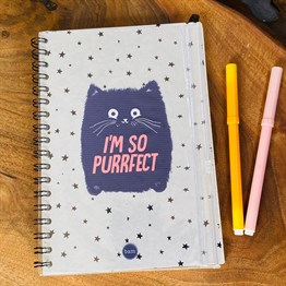 Im So Purrfect Tasarımlı Çanta Kapaklı Spiralli Defter