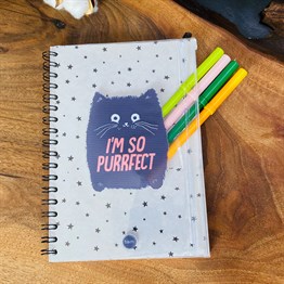 Im So Purrfect Tasarımlı Çanta Kapaklı Spiralli Defter