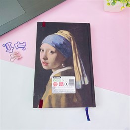 İnci Küpeli Kız Tasarımlı Kalın Kitap Görünümlü Defter