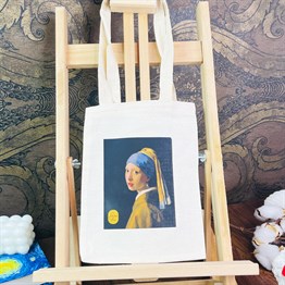 İnci Küpeli Kız Tasarımlı Kalın Kitap Görünümlü Defter Ve Bez Çanta