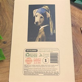 İnci Küpeli Köpek Tasarımlı Geri Dönüşümlü Kraft Defter