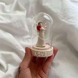 Led Lamp Glass  Angel with Heart