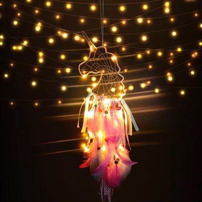Işıklı Düş Kapanı Unicorn Dream Catcher
