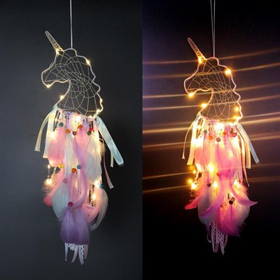 Işıklı Düş Kapanı Unicorn Dream Catcher