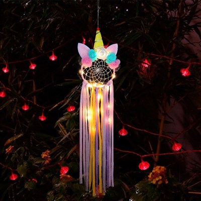 Işıklı Düş Kapanı Unicorn Renkli Dream Catcher