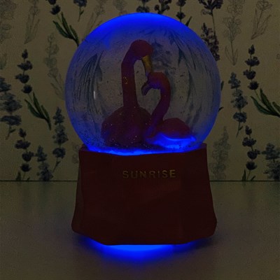 Işıklı Flamingo Figürlü Kar Küresi Toptan