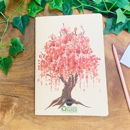 Japon Kiraz Ağacı Art Tasarımlı Dönüşümlü Kraft Defter