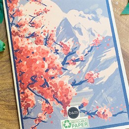 Japon  Kiraz Çiçeği Art Tasarımlı Geri Dönüşümlü Kraft Defter