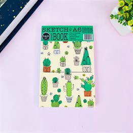 Kaktüs Tasarımlı A6 Sketch Book - Eskiz Defteri - 100 Gr - 100 Yaprak 