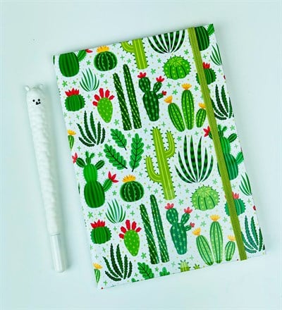 Kaktüs Tasarımlı Lastikli Defter