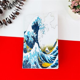 Kanagawa Büyük Dalga Tasarımlı Terzi Dikişli Defter
