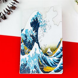 Kanagawa Büyük Dalga Tasarımlı Terzi Dikişli Defter