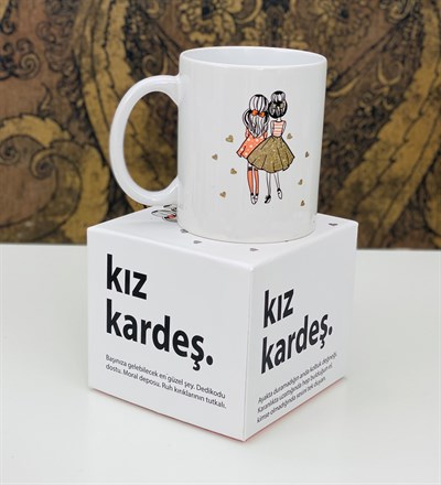 Karton Kutulu Kız Kardeş Tasarımlı Kupa Toptan İstoç