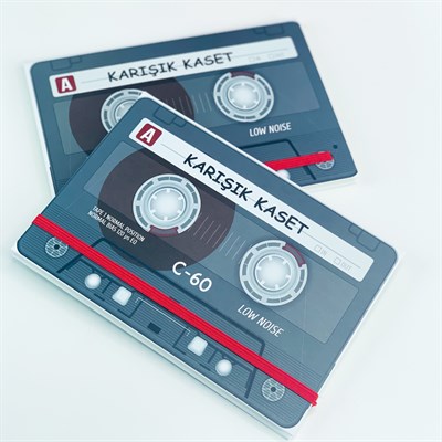 Kaset Tasarımlı Lastikli Defter