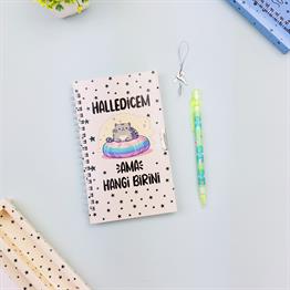 Kedi Mottolu Kilitli Defter x12