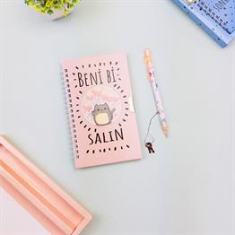 Kedi Mottolu Kilitli Defter x12