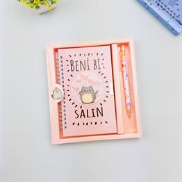 Kedi Mottolu Kilitli Defter x12
