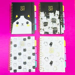 Kedi Tasarımlı 4 Bölmeli Haftalık Planlayıcı Defter