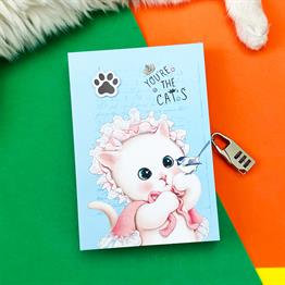 Kedi Tasarımlı Kilitli Günlük Defter