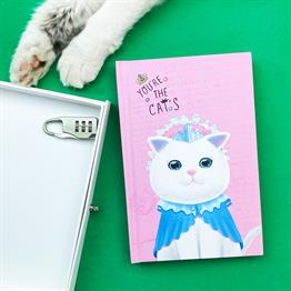 Kedi Tasarımlı Kilitli Günlük Defter