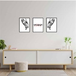 Kelebek Motto Tasarım Duvar Panosu 3lü Set 20X30 cm