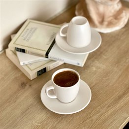 Keramika Turkish Coffee Cup & Saucer White